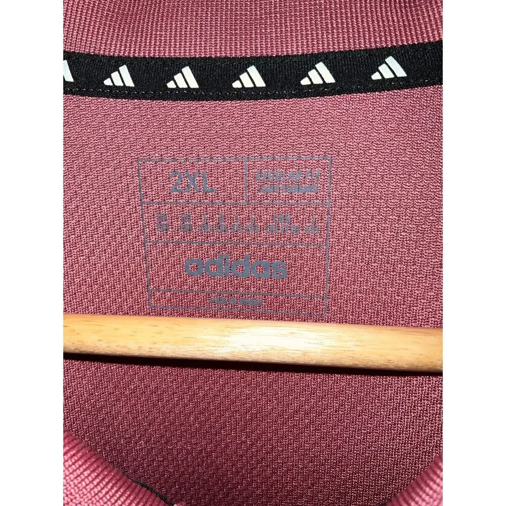 Adidas Pink Train Essentials Aeroready Moisture Short Sleeve Polo Size 2XL